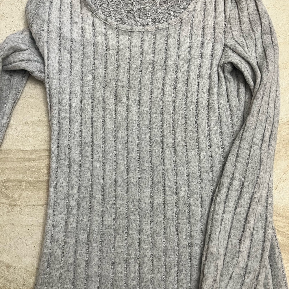 Gray Ribbed Women's Sweater Dress